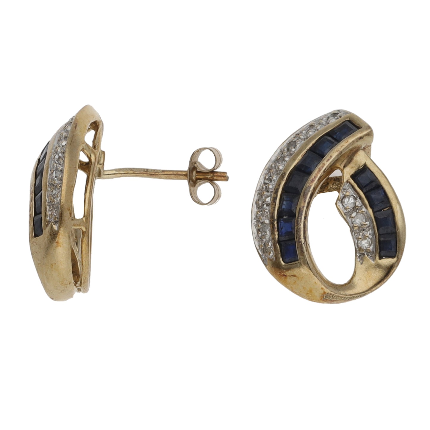 9ct Gold 0.22ct Diamond & Sapphire Stud Earrings