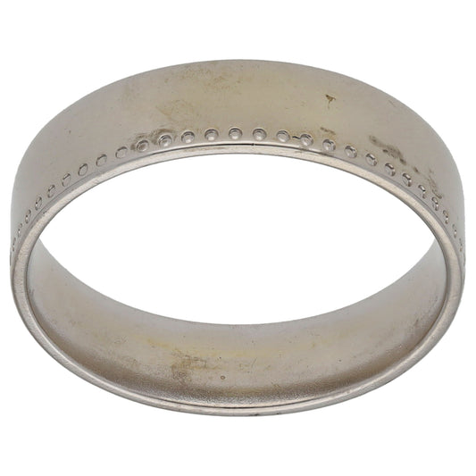 9ct White Gold Patterned Wedding Ring Size O