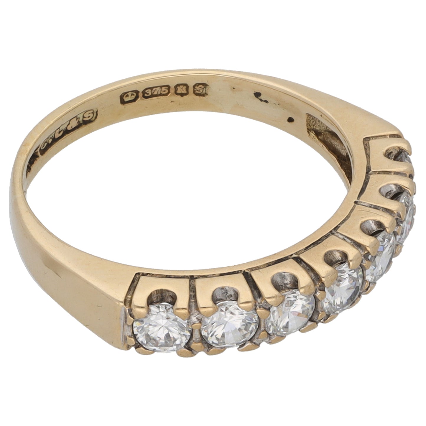 9ct Gold Cubic Zirconia Half Eternity Ring Size M