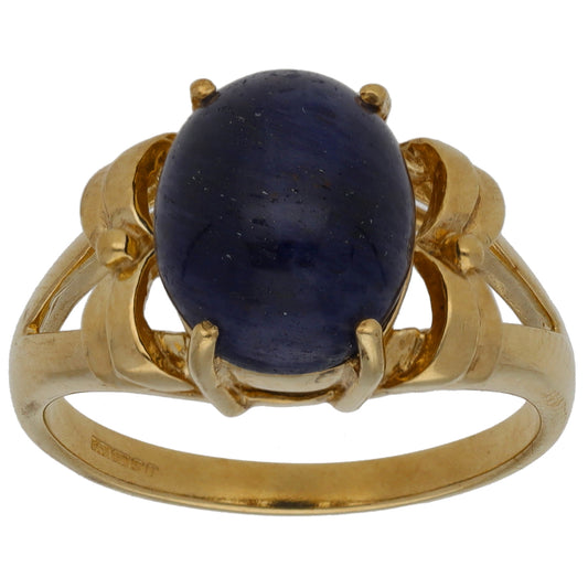 9ct Gold Sodalite Single Stone Ring Size N