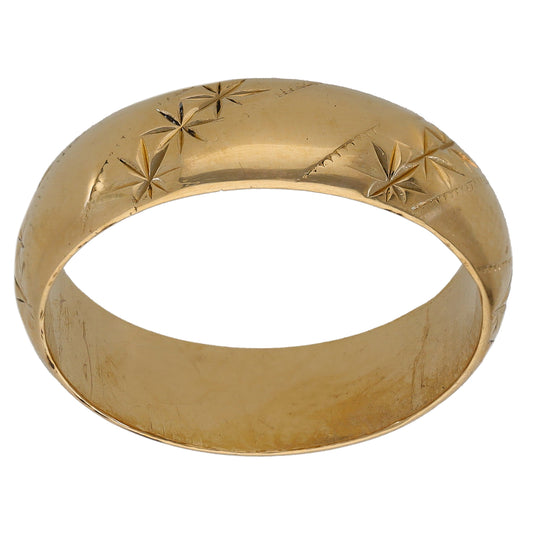 9ct Gold Patterned Wedding Ring Size T