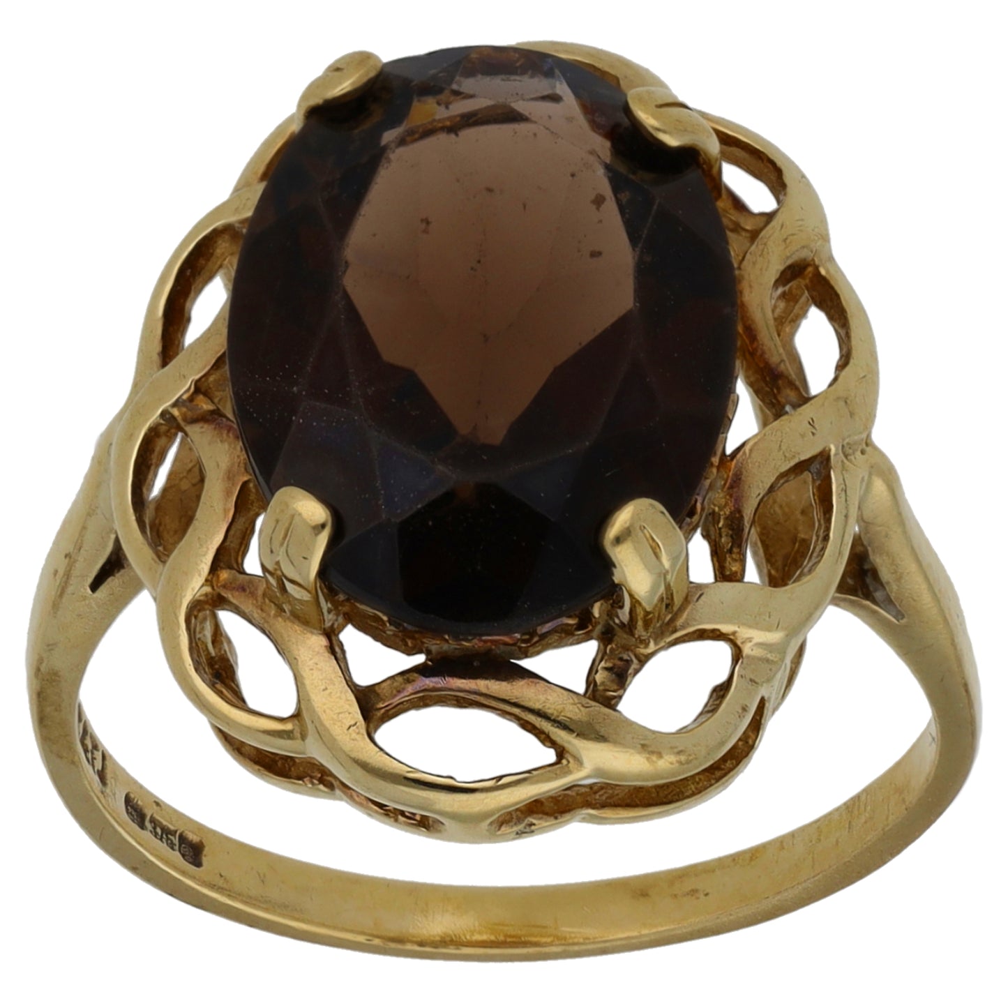9ct Gold Smoky Quartz Single Stone Ring Size N