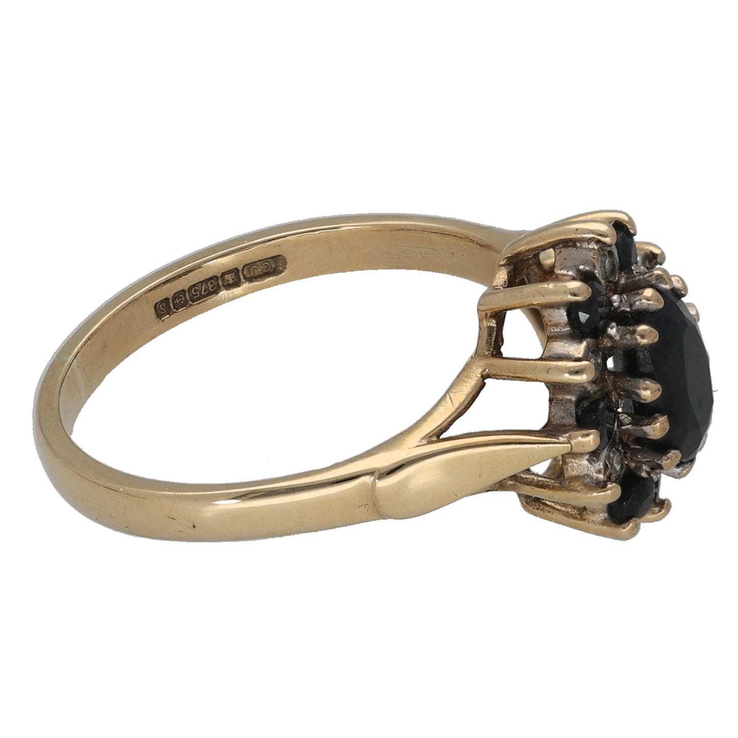 9ct Gold Sapphire & 0.06ct Diamond Dress/Cocktail Ring Size K