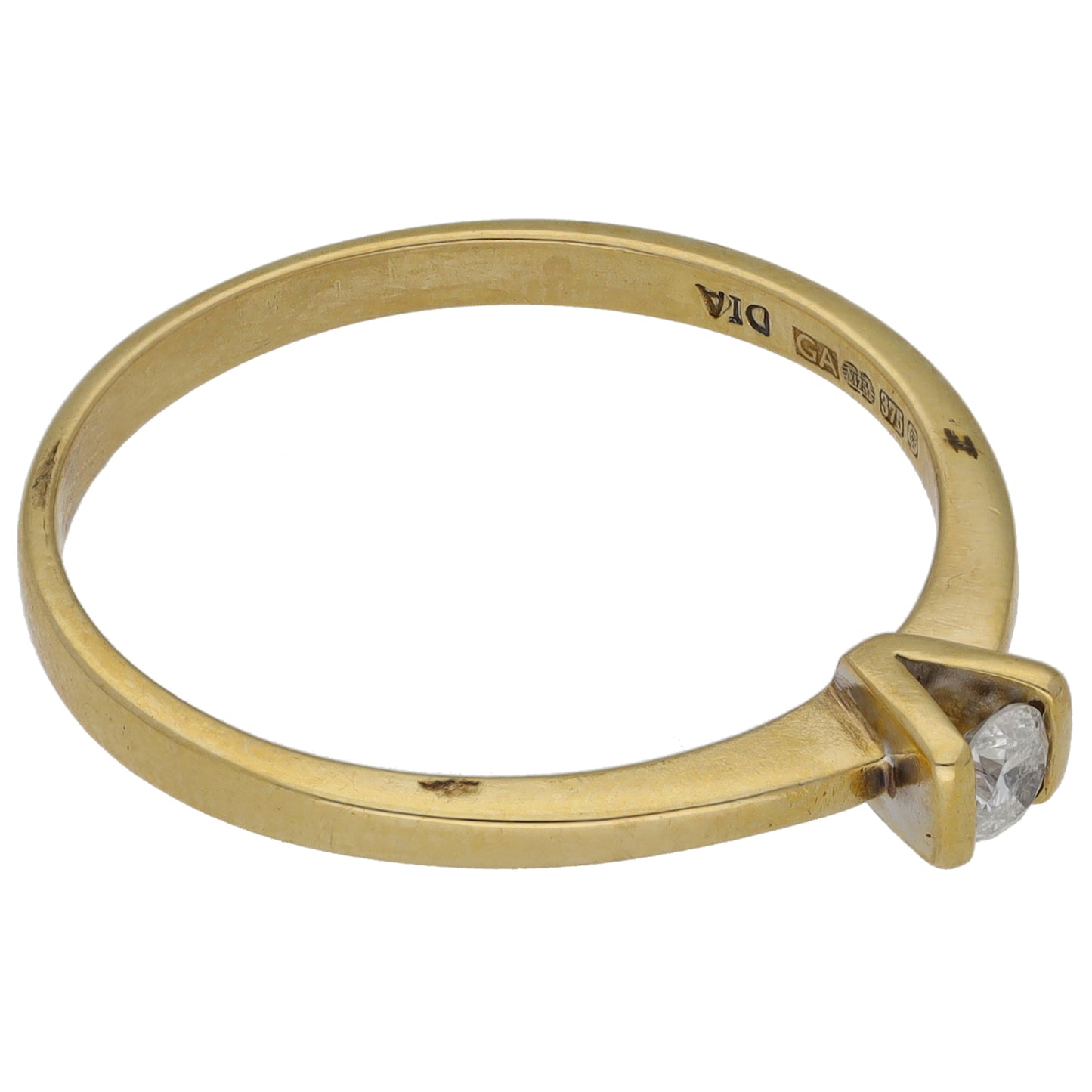 9ct Gold 0.15ct Diamond Solitaire Ring Size V