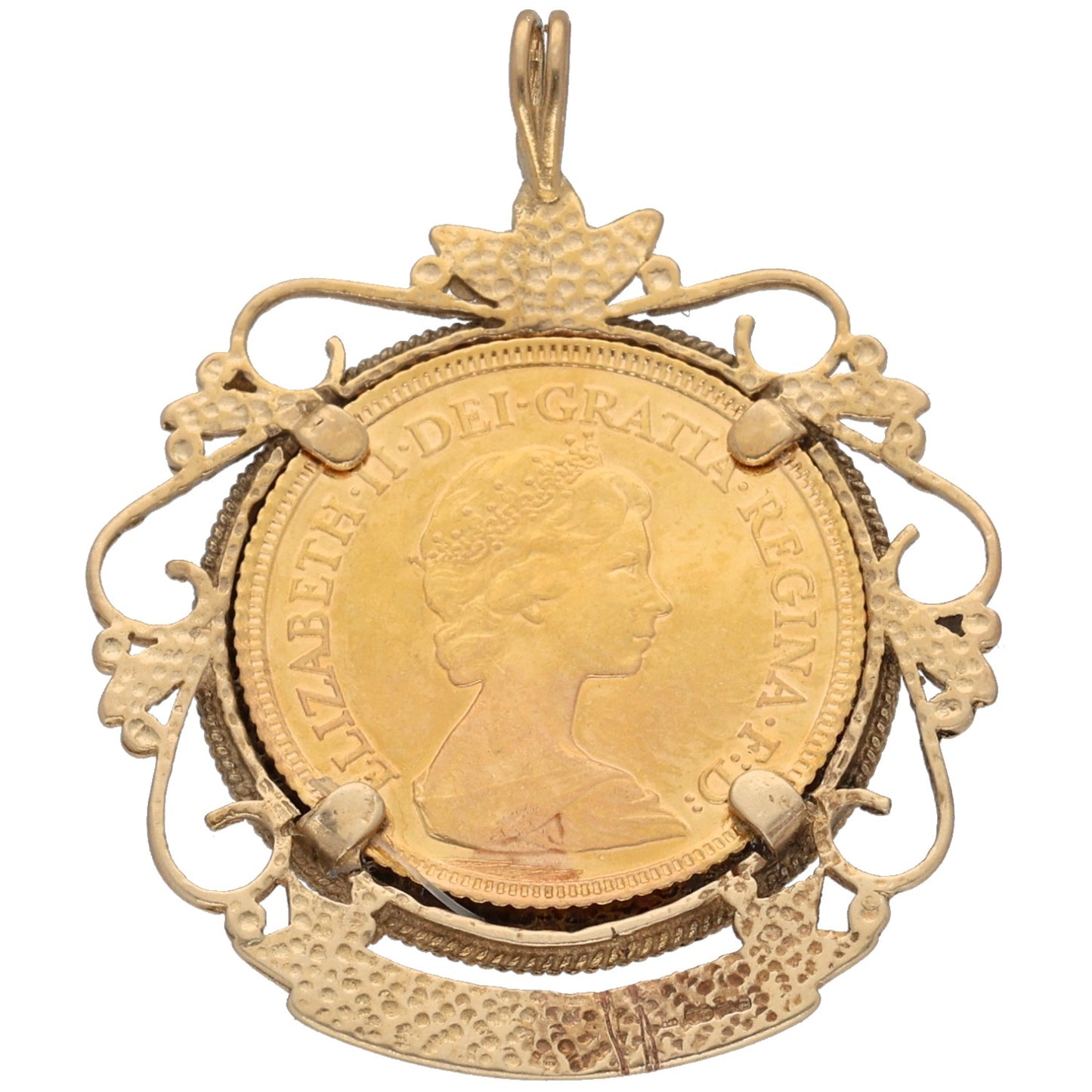 9ct Gold Queen Elizabeth II Half Sovereign Coin Pendant