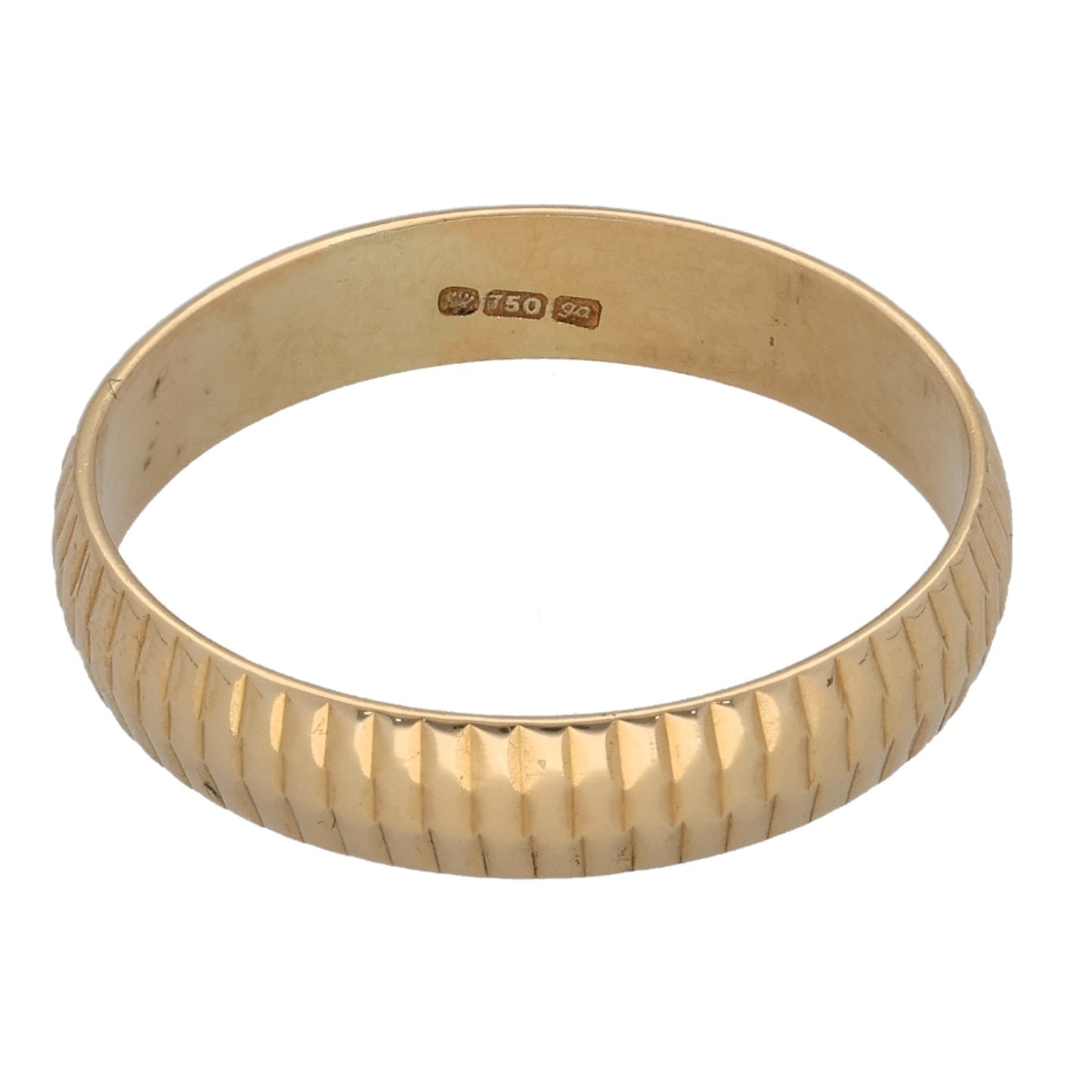 18ct Gold Patterned Wedding Ring Size Q
