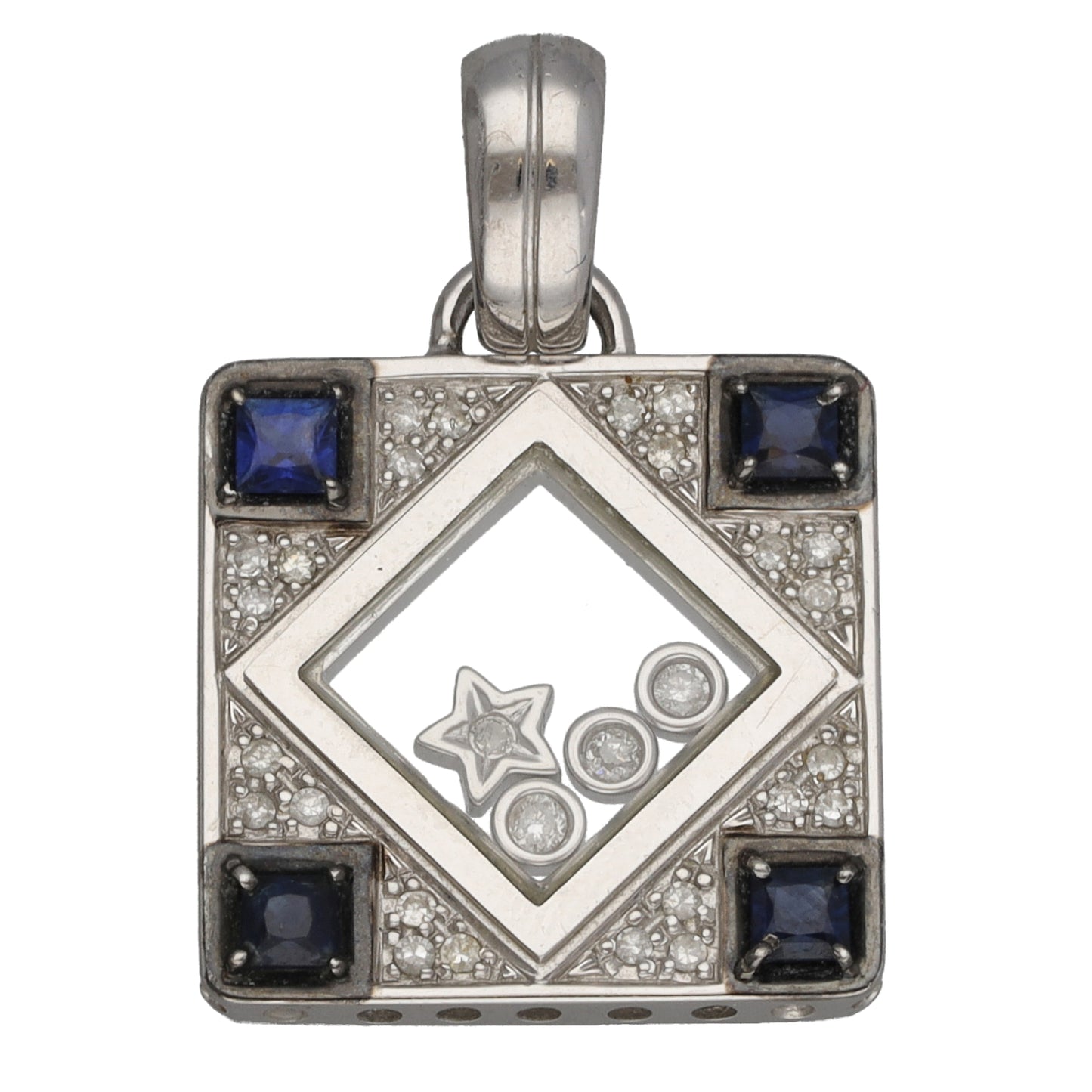 18ct White Gold Sapphire & 0.27ct Diamond Dress/Cocktail Pendant