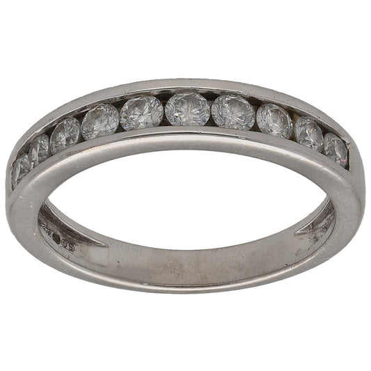 9ct White Gold 0.50ct Diamond Half Eternity Ring Size K