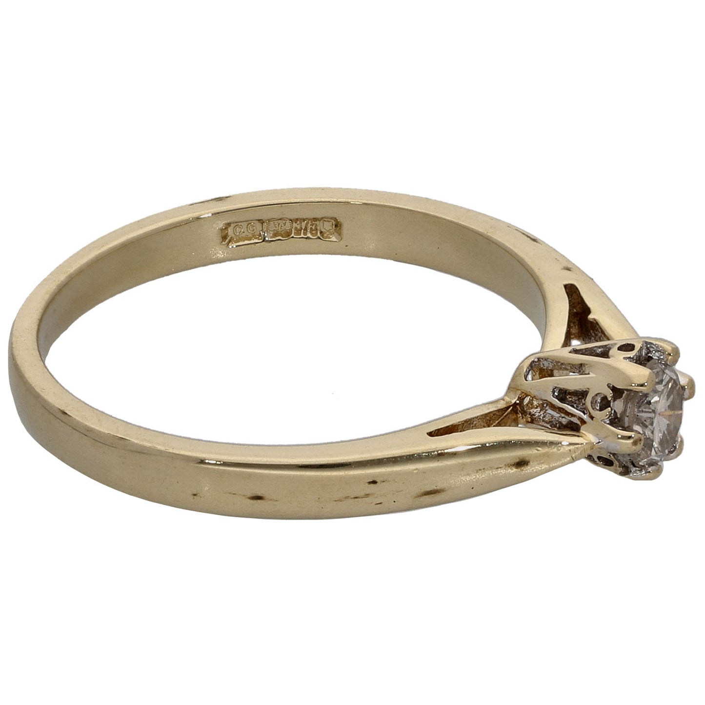 9ct Gold 0.15ct Diamond Solitaire Ring Size K