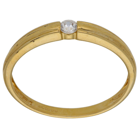 14ct Gold Cubic Zirconia Single Stone Ring Size T