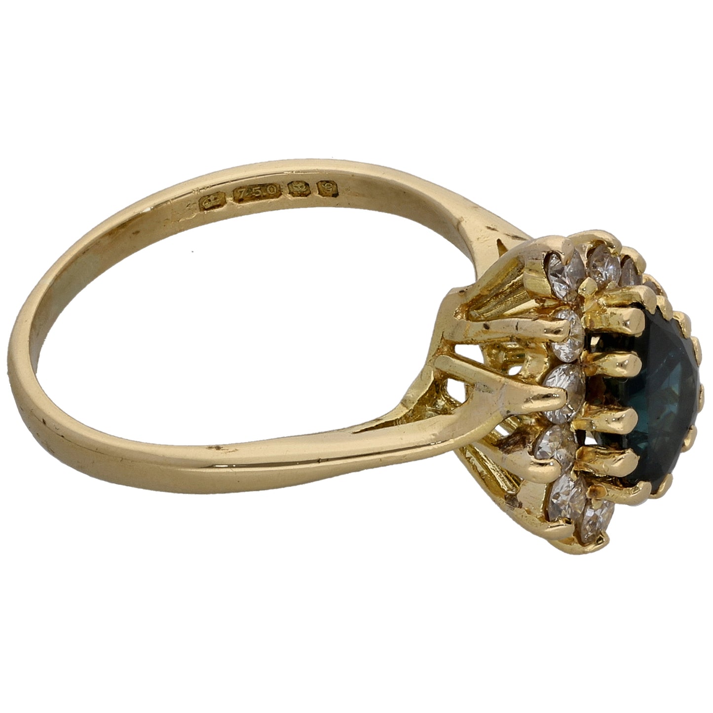 18ct Gold 0.48ct Diamond & Sapphire Dress/Cocktail Ring Size L
