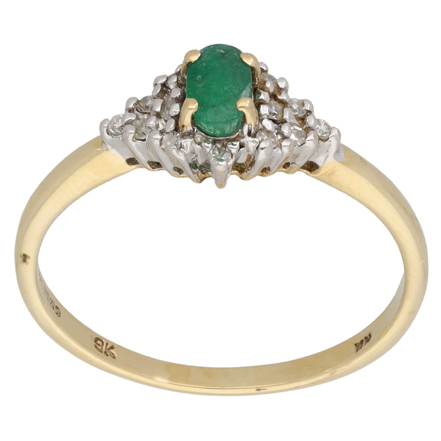 9ct Gold 0.07ct Diamond & Emerald Dress/Cocktail Ring Size O
