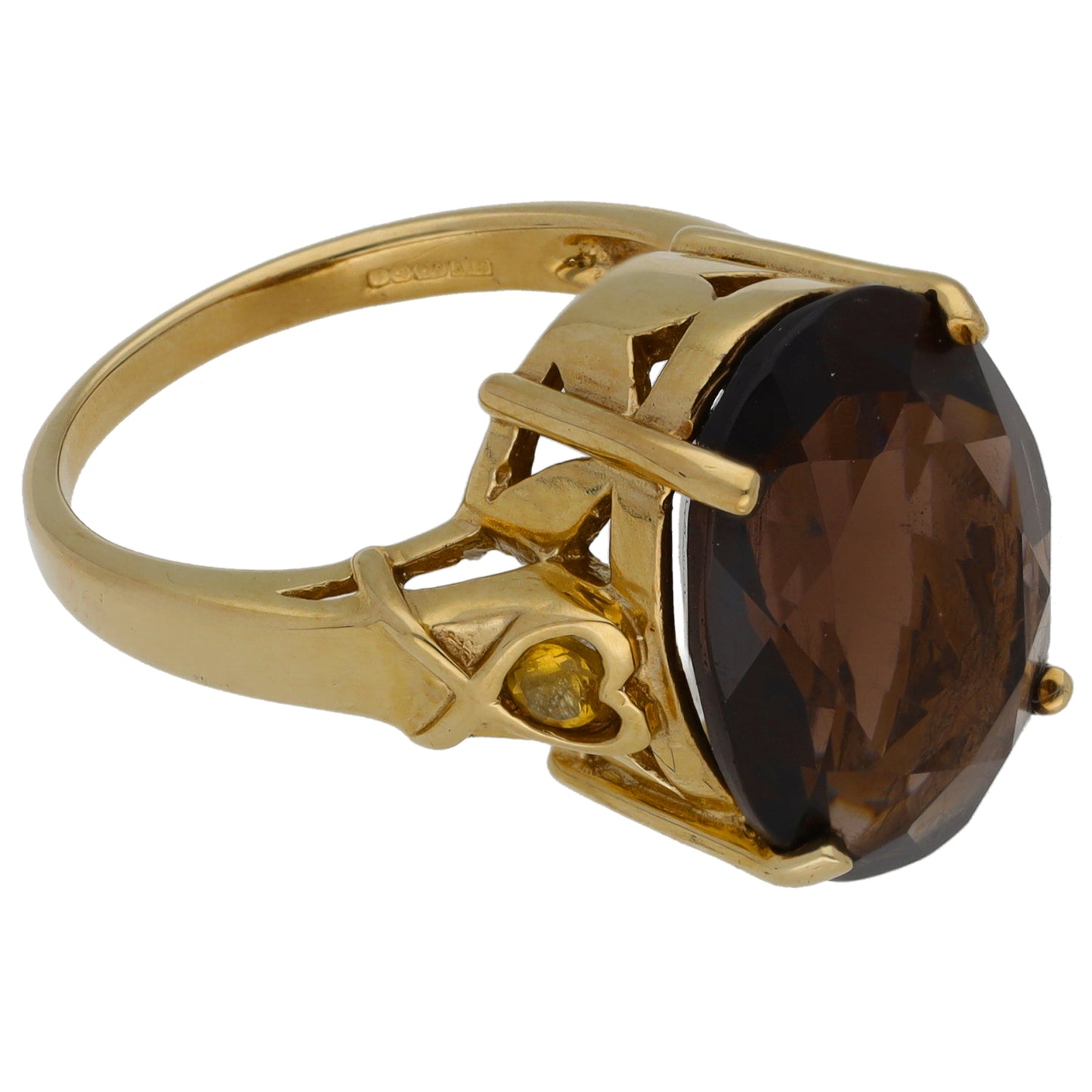 9ct Gold Smoky Quartz Single Stone Ring Size N