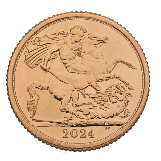 22ct Gold King Charles III Half Sovereign Coin 2024