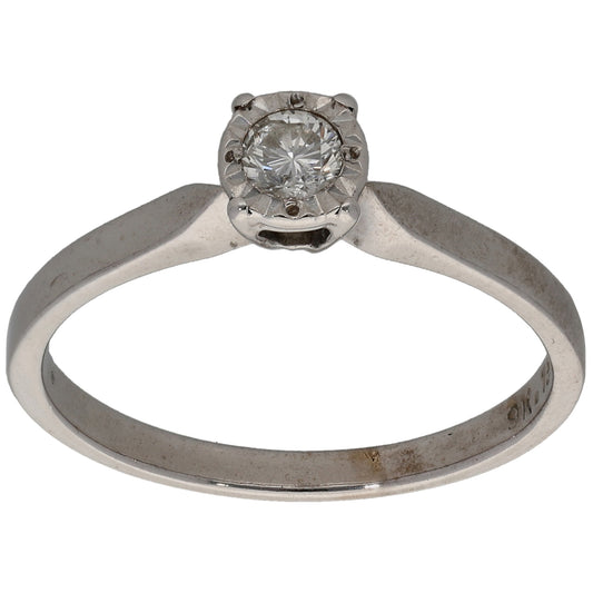 9ct White Gold 0.15ct Diamond Solitaire Ring Size M