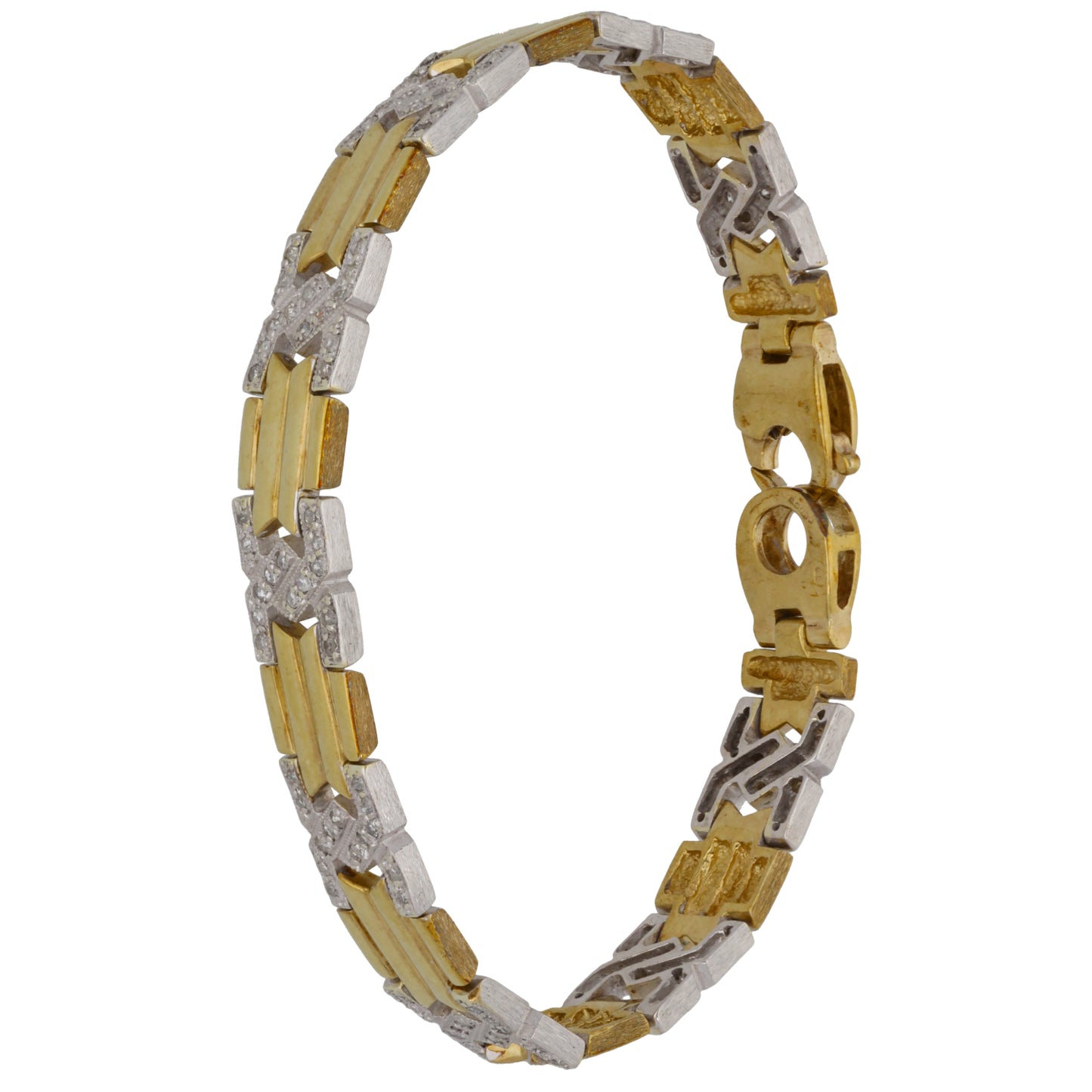 9ct Bi-Colour Gold 1.26ct Diamond Fancy Stone Set Bracelet