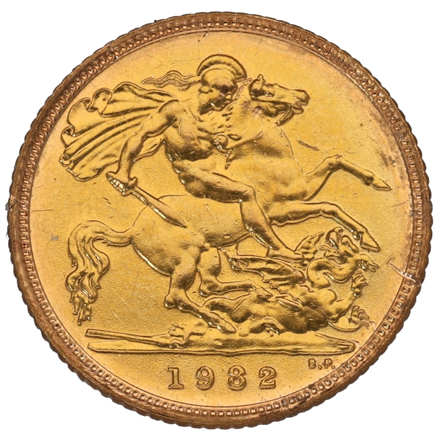22ct Gold Queen Elizabeth II Half Sovereign Coin 1982