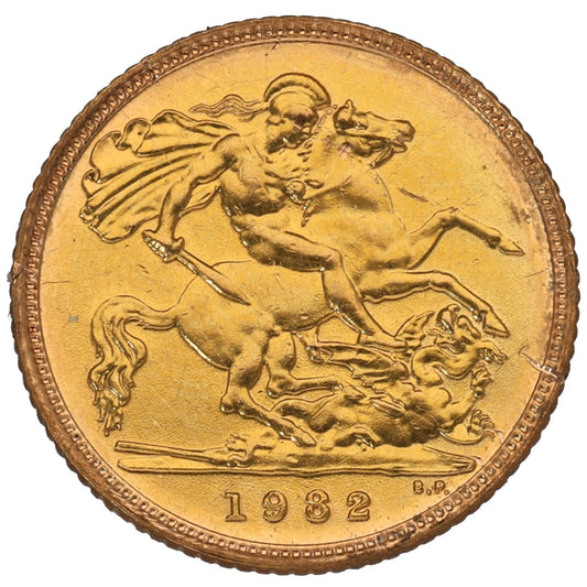 22ct Gold Queen Elizabeth II Half Sovereign Coin 1982