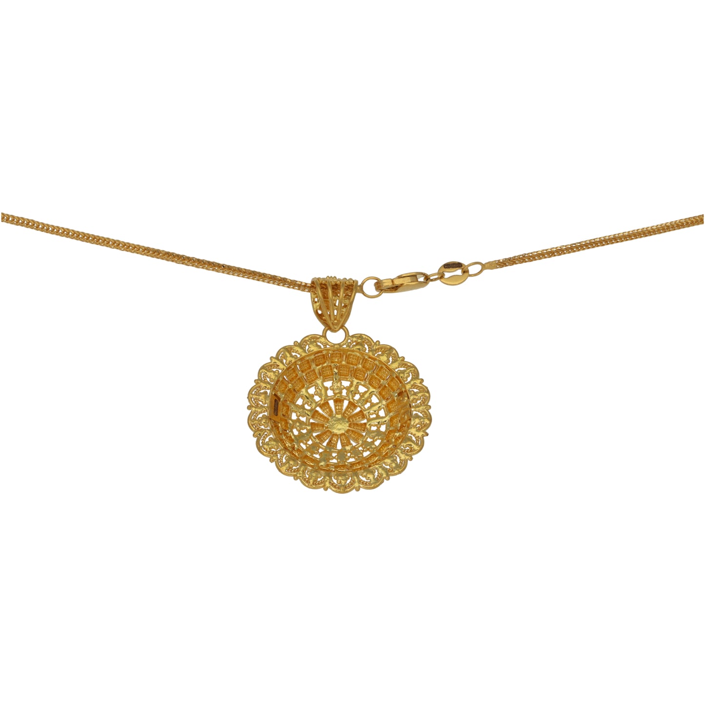 New 22ct Gold Round Shield Pendant with Chain