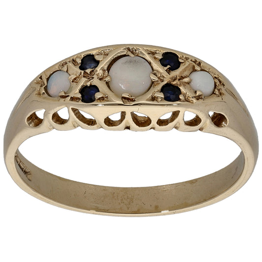9ct Gold Opal & Sapphire Dress/Cocktail Ring Size P