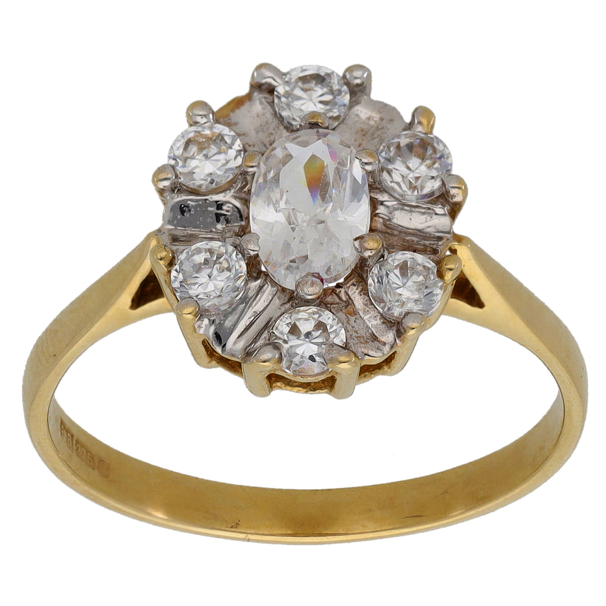 9ct Gold Cubic Zirconia Cluster Ring Size O