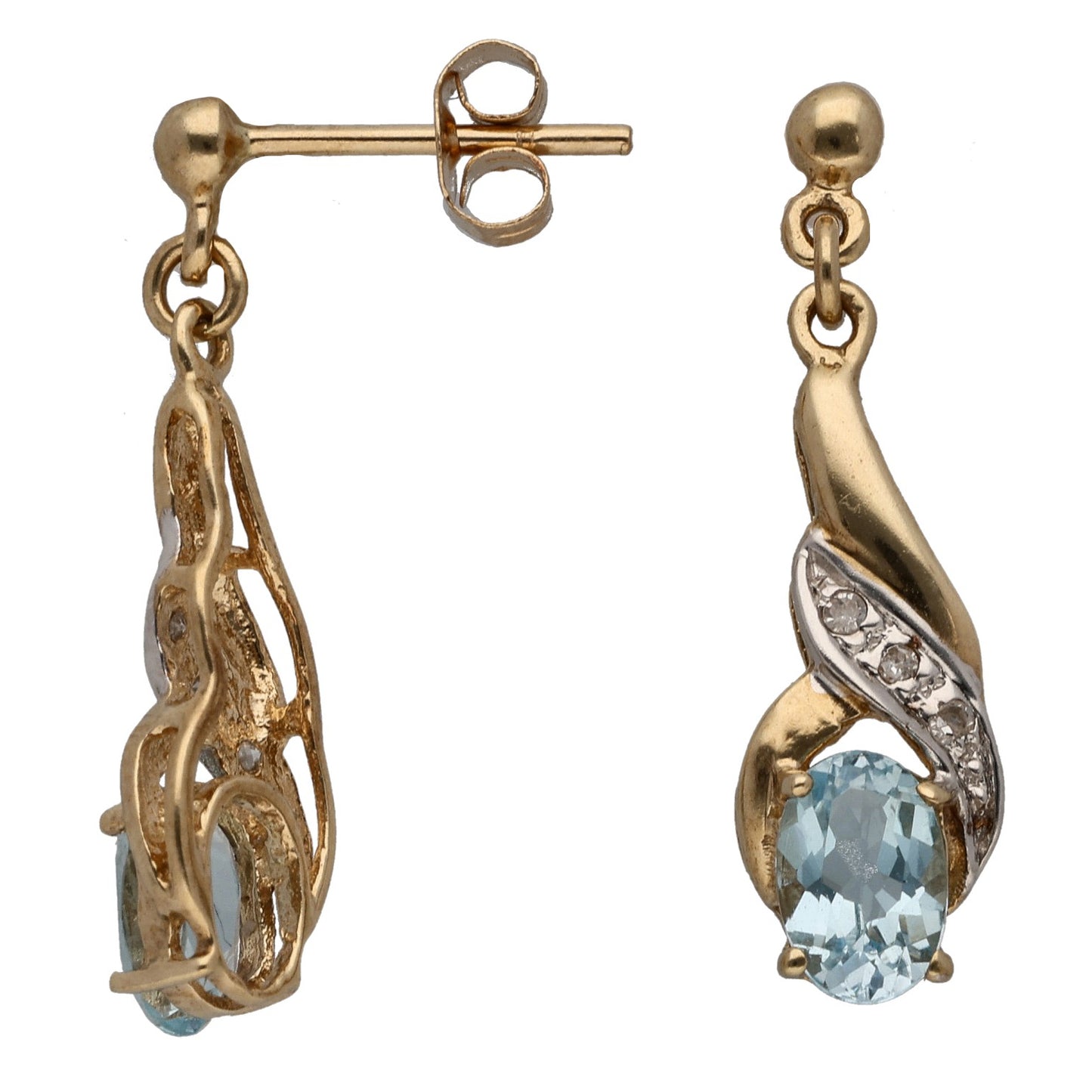9ct Gold Topaz & 0.03ct Diamond Drop Earrings