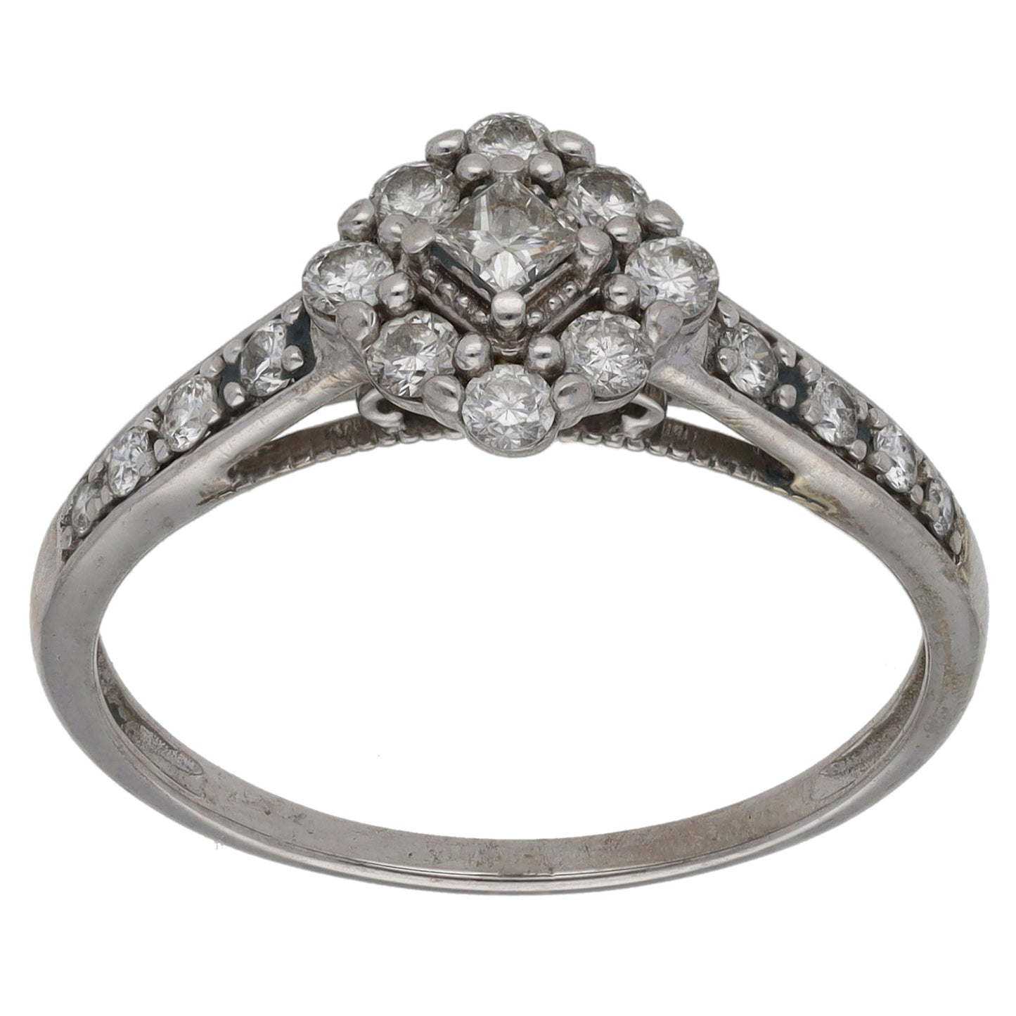 9ct White Gold 0.50ct Diamond Cluster Ring Size R