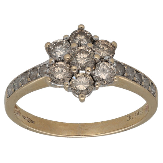 9ct Gold 1.00ct Diamond Cluster Ring Size N