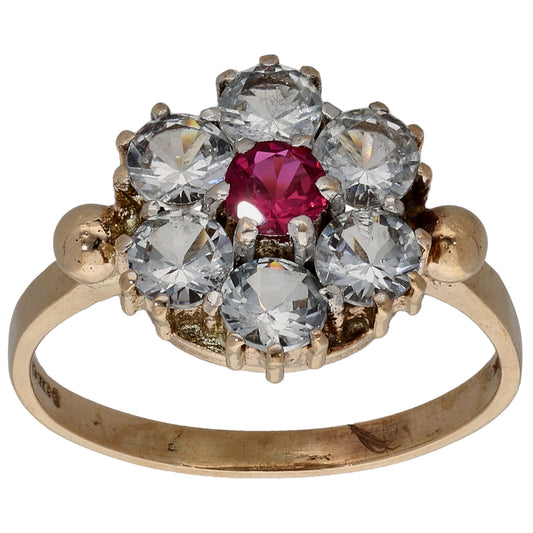9ct Gold Imitation Gems Dress/Cocktail Ring Size L