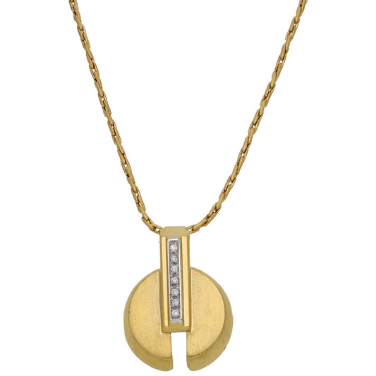 18ct Gold Cubic Zirconia Dress/Cocktail Pendant With Chain