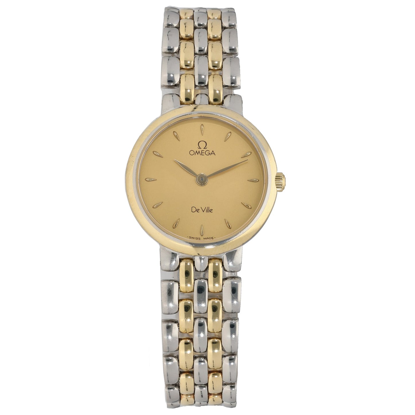 Omega De Ville 7260.11.00 Bicolor stainless steel wristwatch with champagne dial and gold accents, round case