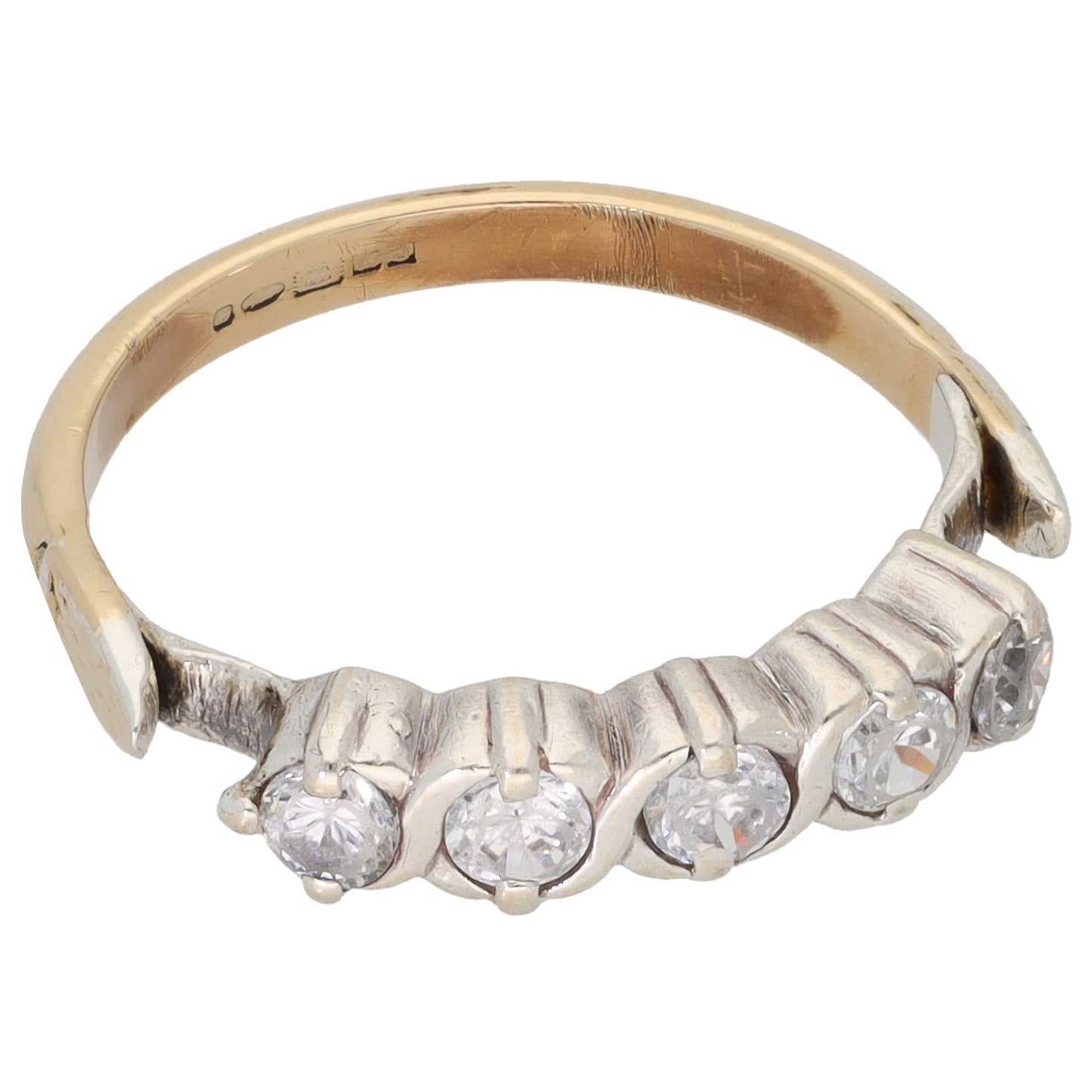 9ct Bicolour Gold Cubic Zirconia Half Eternity Ring Size O