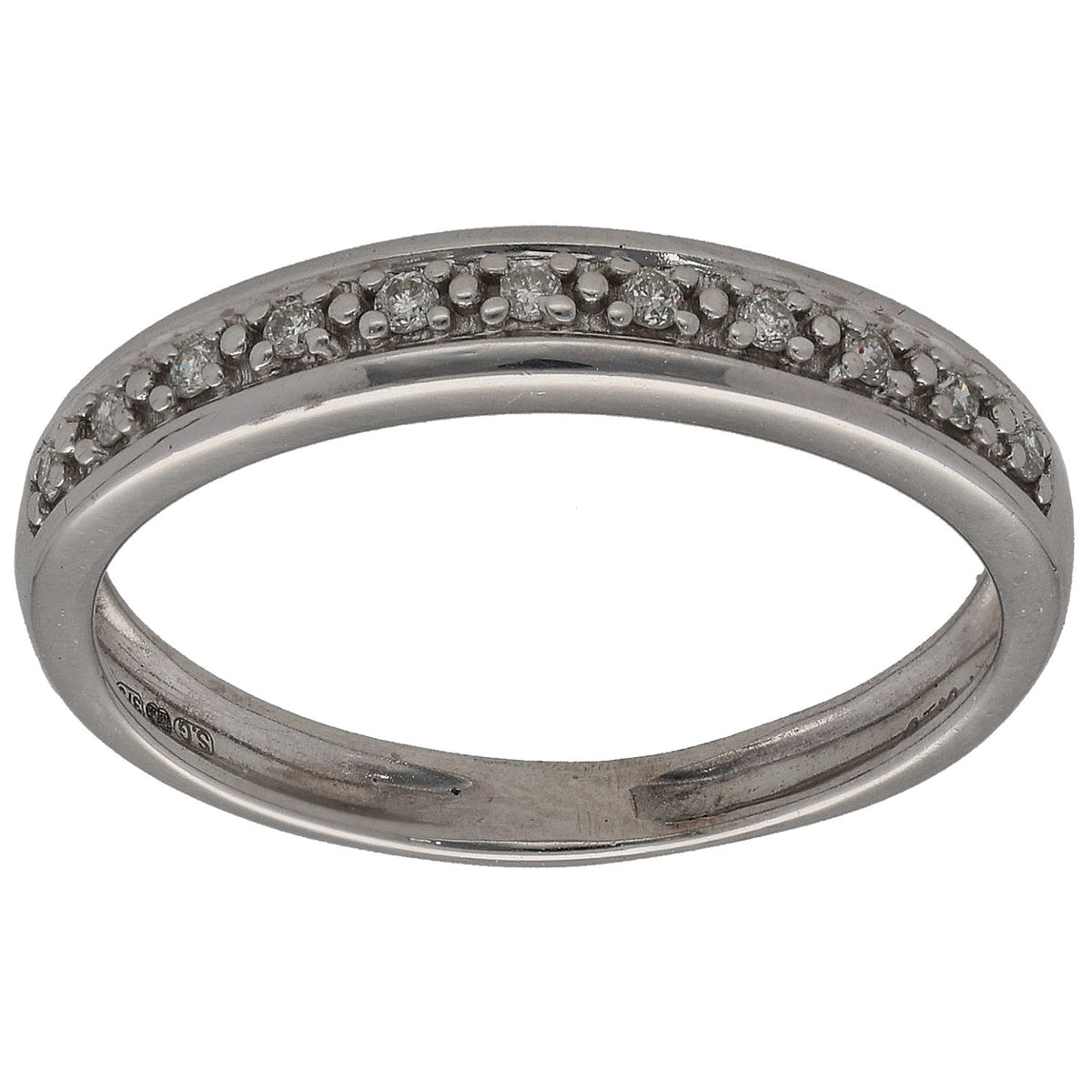 9ct white gold half eternity ring with small round diamonds