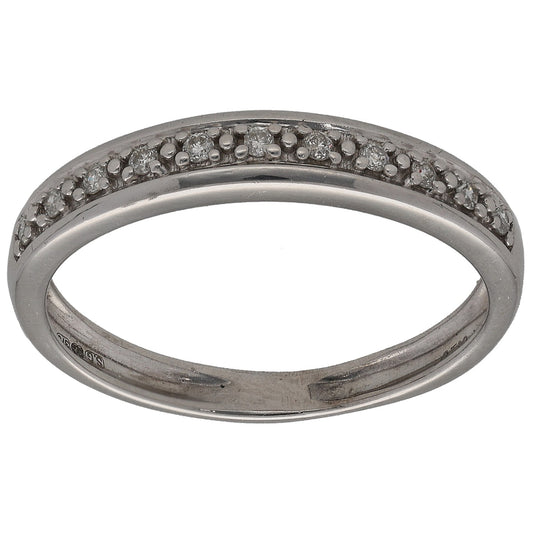 9ct white gold half eternity ring with small round diamonds