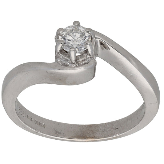 18ct White Gold 0.20ct Diamond Solitaire Ring Size L