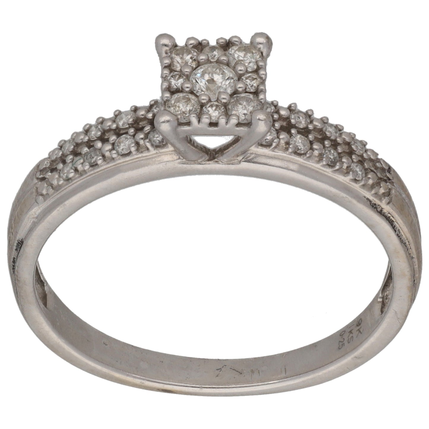 9ct White Gold 0.25ct Diamond Dress/Cocktail Ring Size Q
