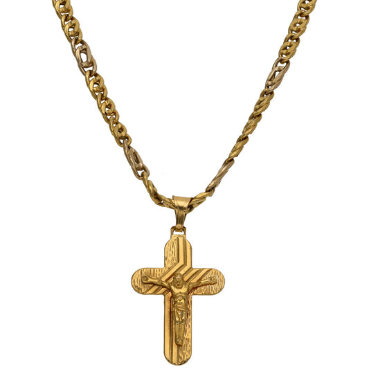 18ct Gold Crucifix Pendant With Chain