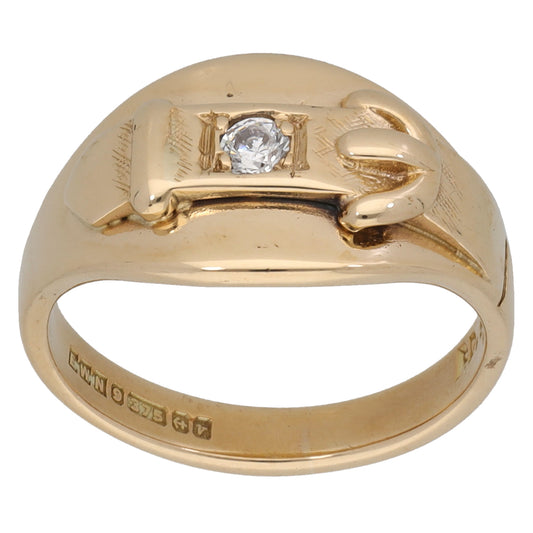 9ct Gold Cubic Zirconia Single Stone Ring Size M