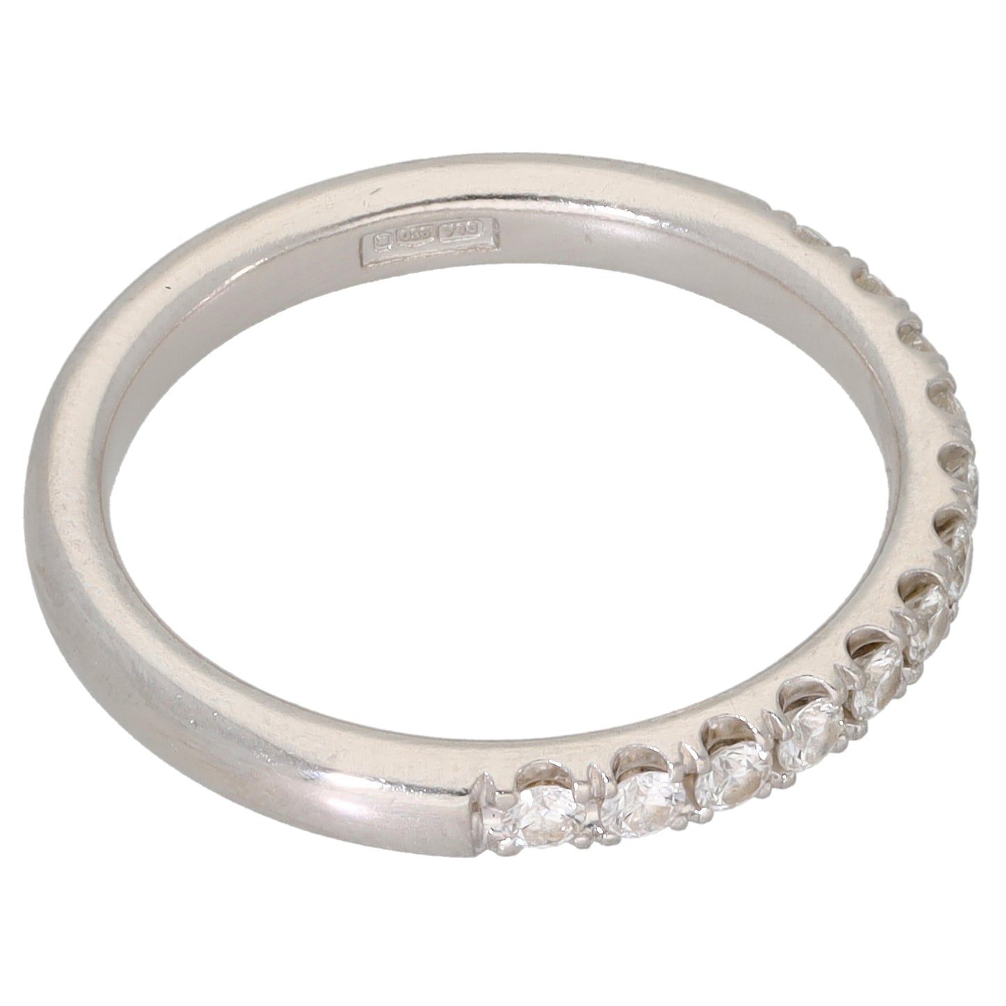 Platinum 0.48ct Diamond Half Eternity Ring Size M