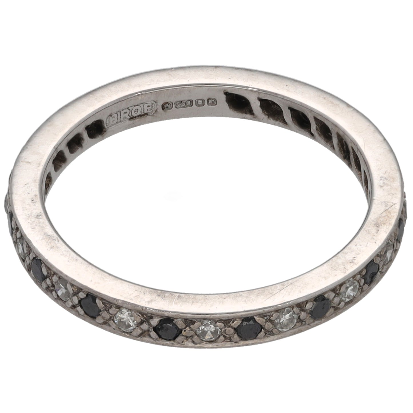 18ct White Gold Sapphire & 0.08ct Diamond Eternity Ring Size N