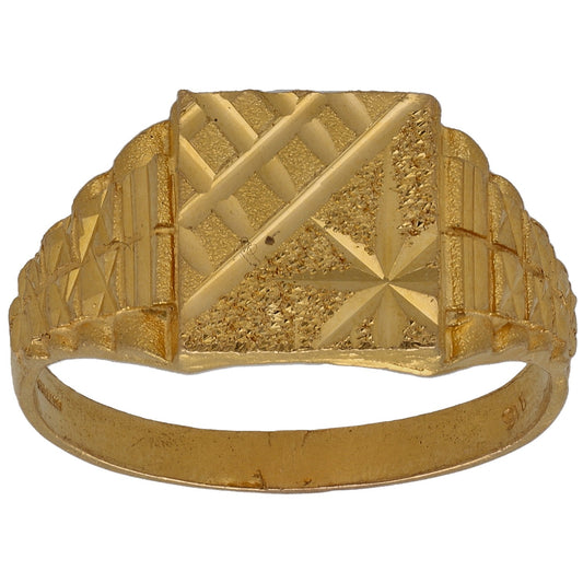 22ct Gold Patterned Signet Ring Size T