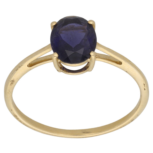 9ct Gold Iolite Single Stone Ring Size T