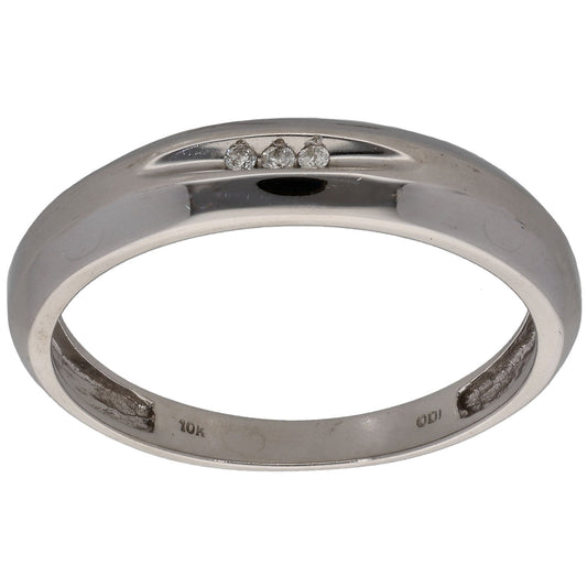 9ct White Gold 0.01ct Diamond Three Stone Ring Size V