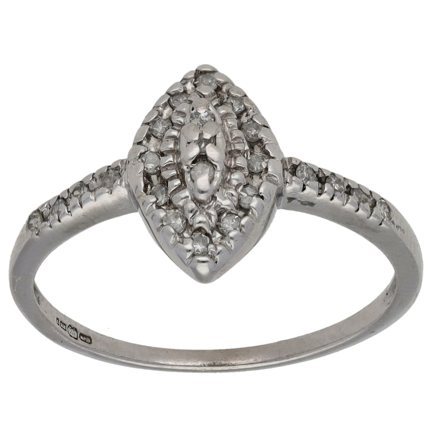 9ct White Gold 0.15ct Diamond Dress/Cocktail Ring Size N