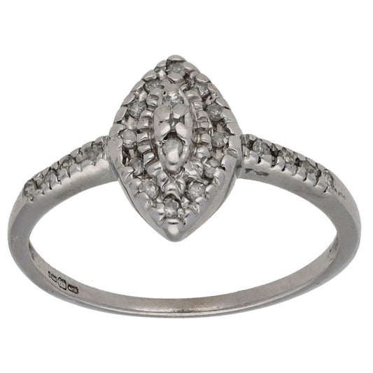 9ct White Gold 0.15ct Diamond Dress/Cocktail Ring Size N