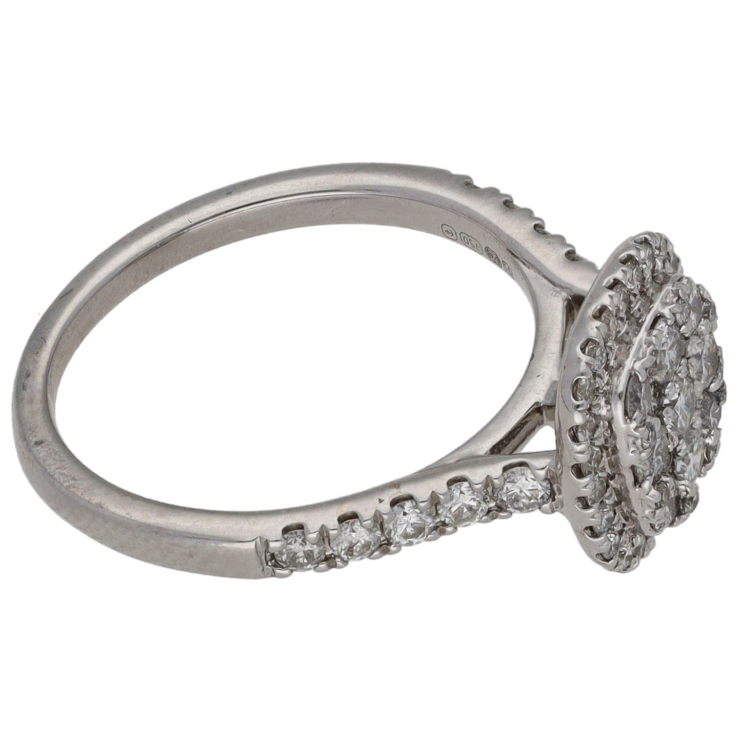 18ct White Gold 0.68ct Diamond Cluster Ring Size K