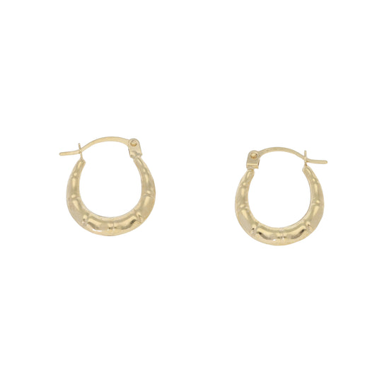 New 9ct Gold Bamboo Creole Earrings