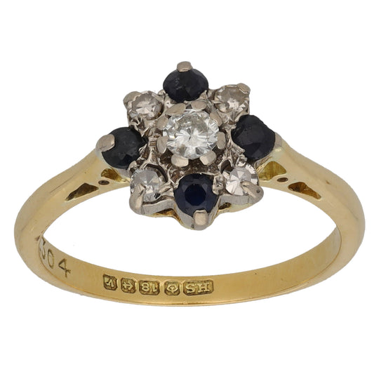 18ct Gold Sapphire & 0.22ct Diamond Dress/Cocktail Ring Size K