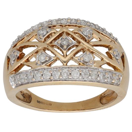 9ct Gold 0.33ct Diamond Dress/Cocktail Ring Size M