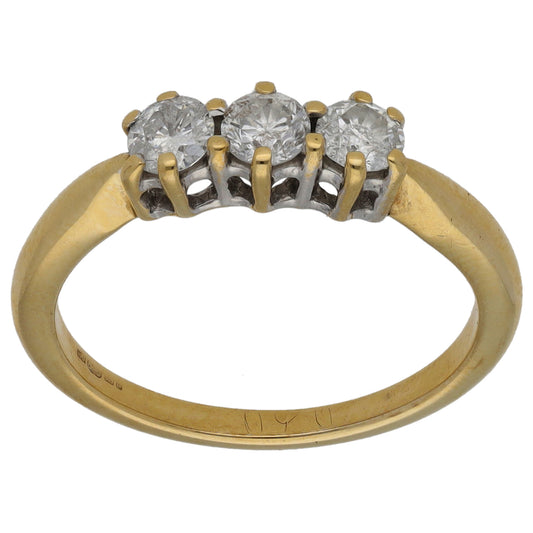 9ct Gold 0.45ct Diamond Trilogy Ring Size M